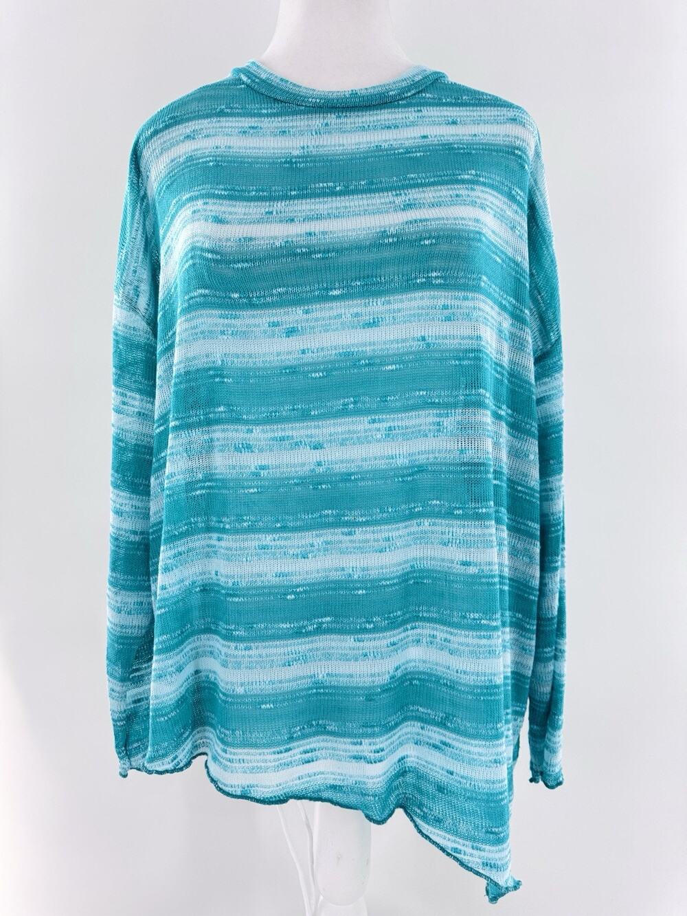 Pretty Young Thing Sweater Sz L Fine Knit Beach Cover Up Asymmetrical Striped